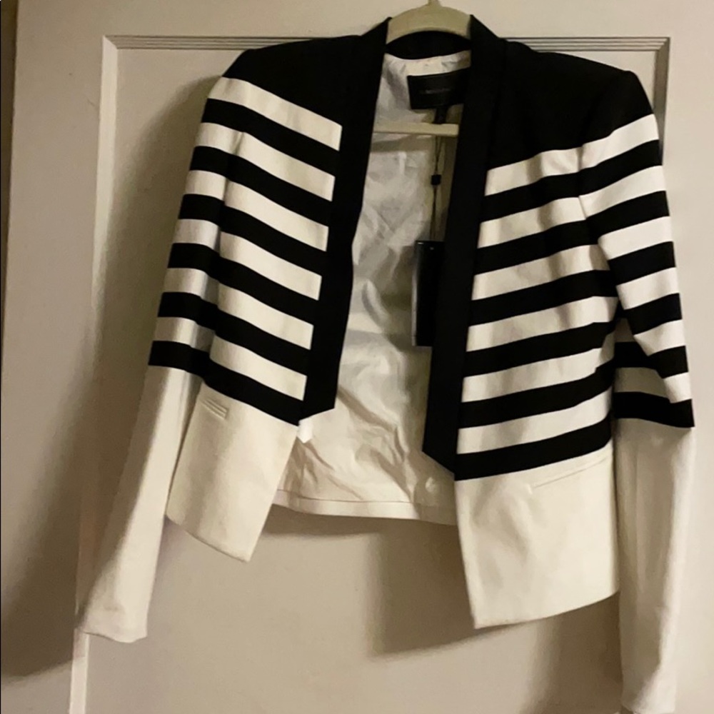 New BCBG Maxazria black and while striped blazer